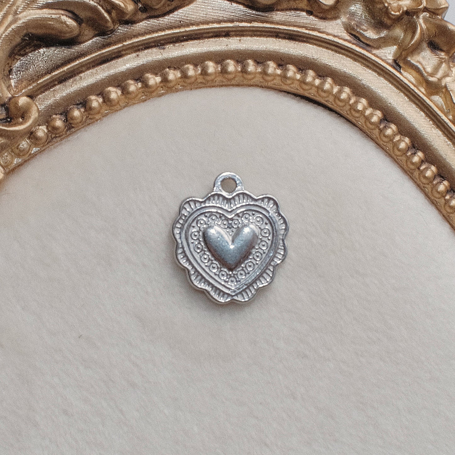 Silver Frilly Heart Charm