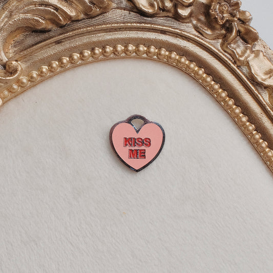 Silver Kiss Me Heart Charm
