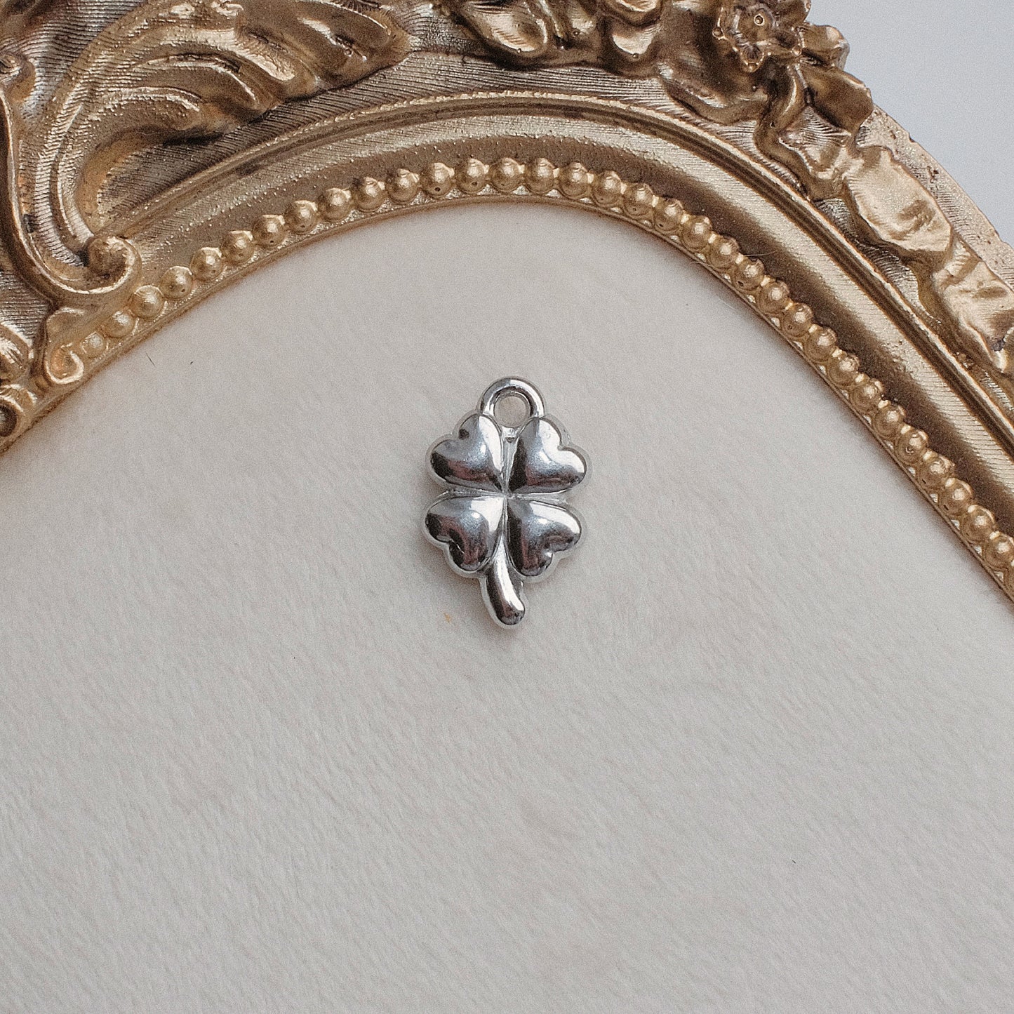 Silver Bubble Clover Charm
