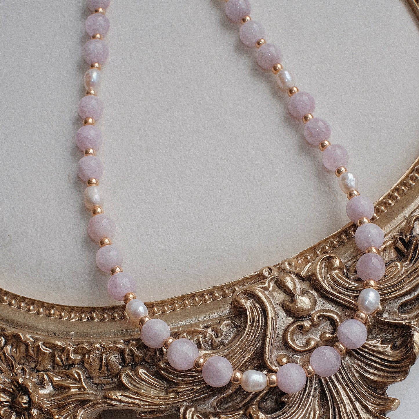 Kunzite and Pearl Beaded Necklace