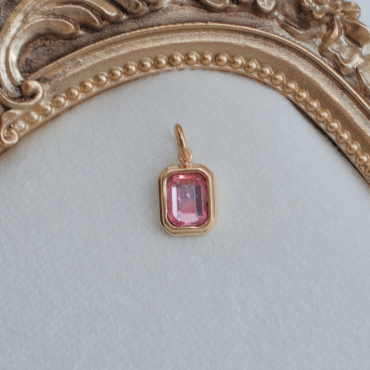Gold and Pink Rhinestone Charm (October)