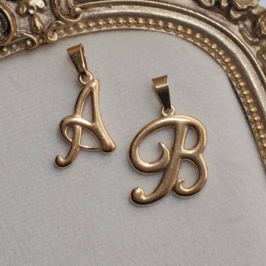 Gold Script Letter Charm