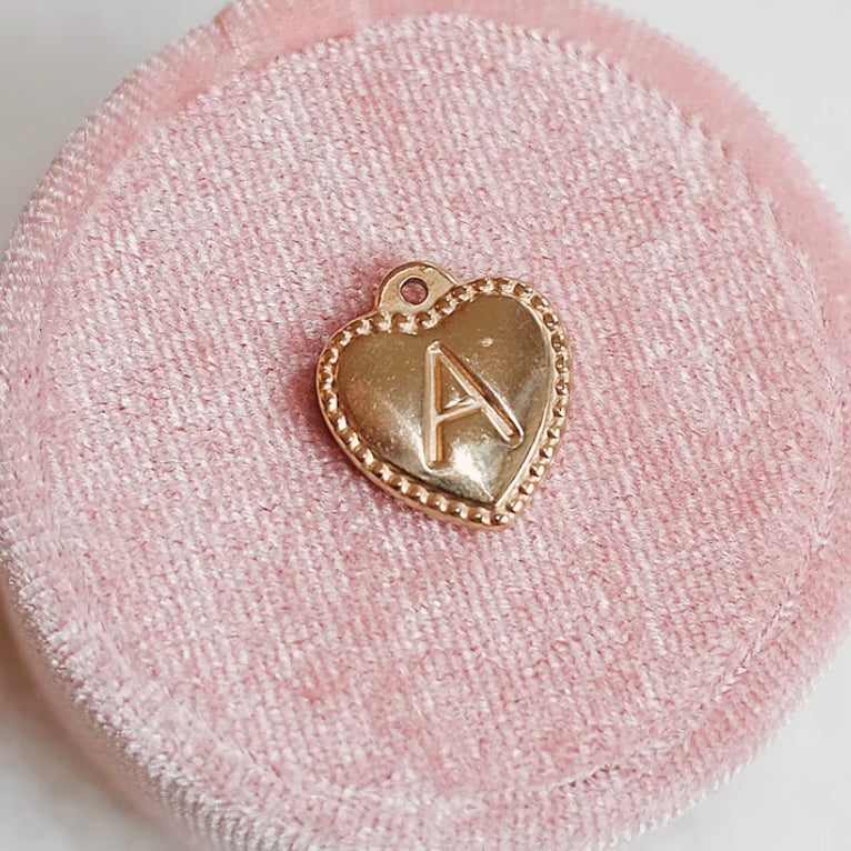 Gold Heart Letter Charm