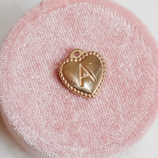 Gold Heart Letter Charm