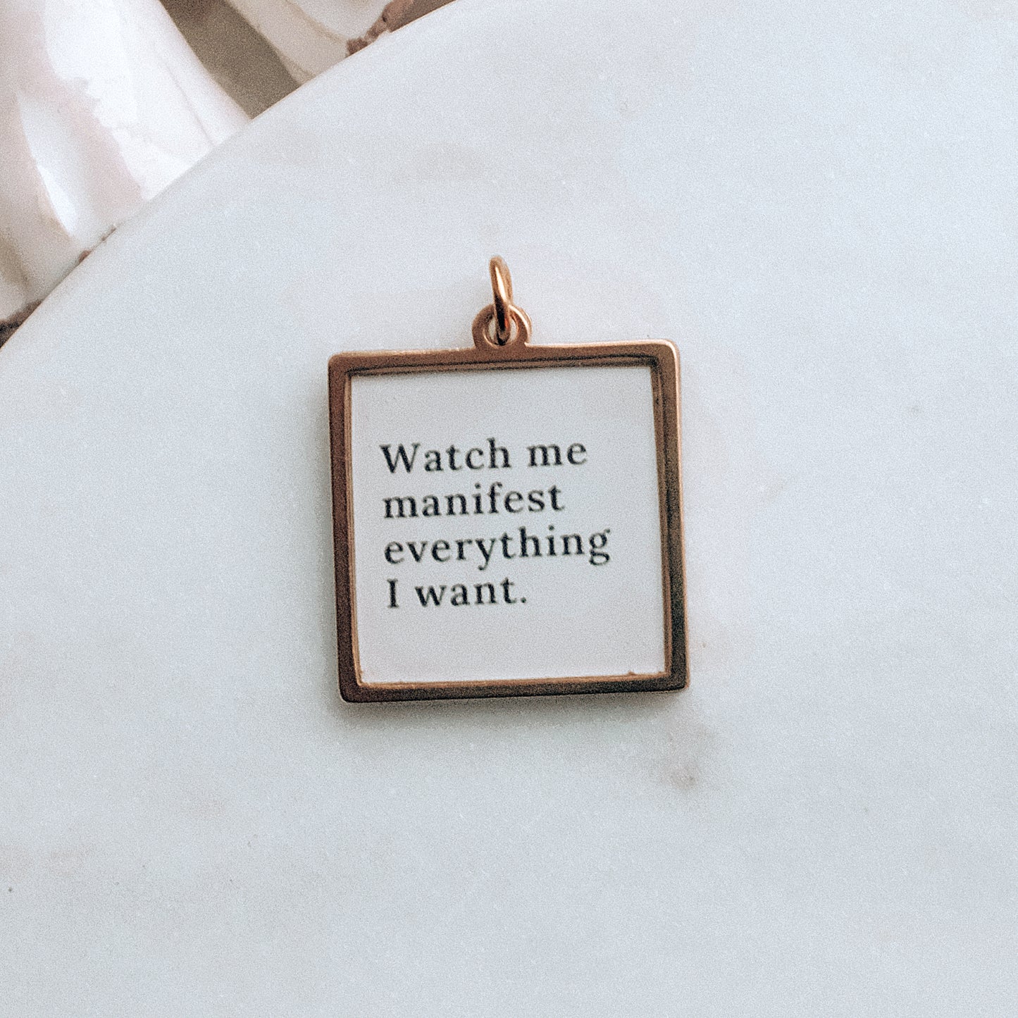 Gold Watch Me Manifest Pix Charm