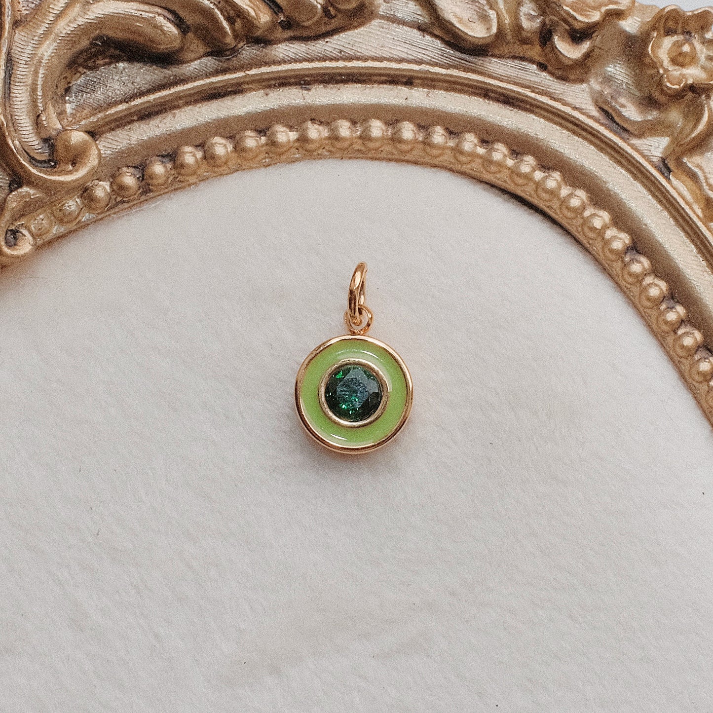 Gold and Lime Rhinestone Charm