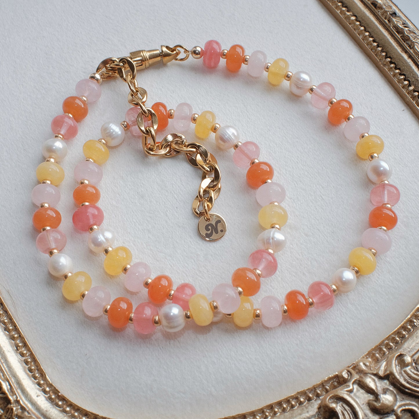 Jade and Pearl Beaded Necklace