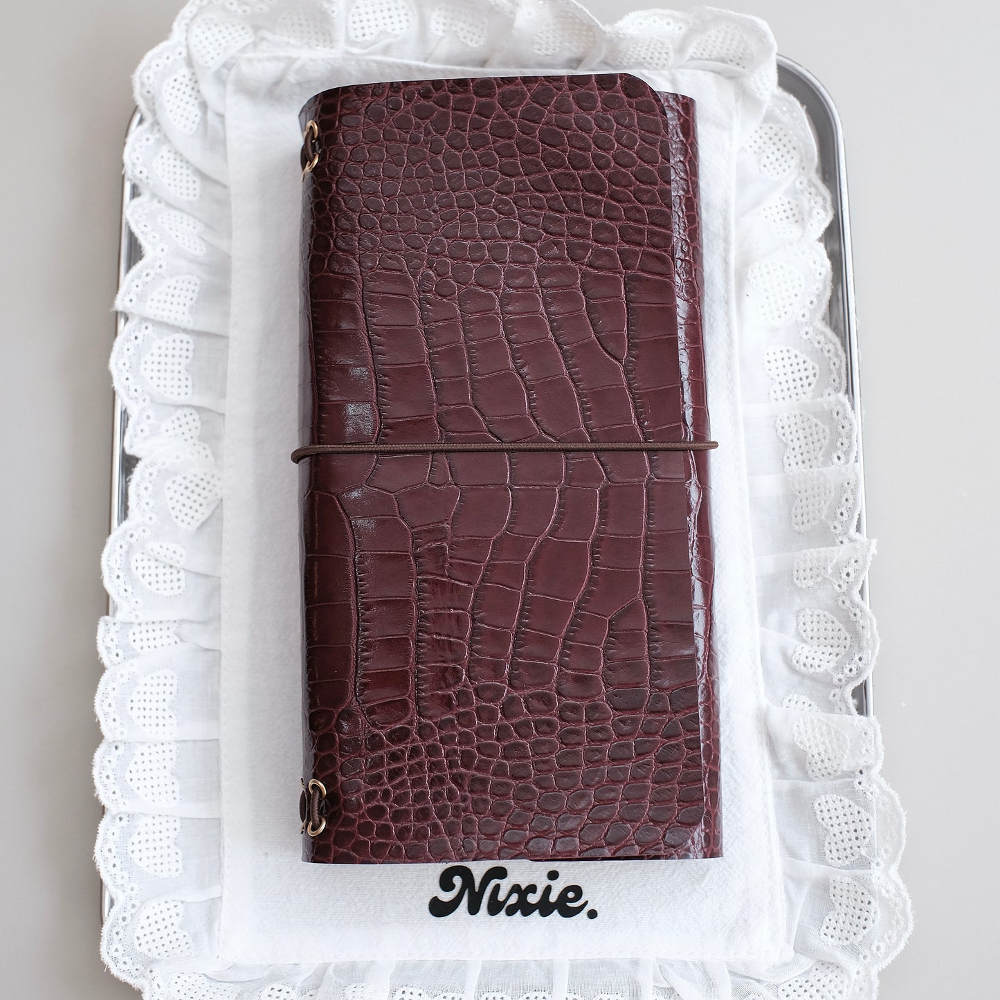 Medium Burgundy Croc Journal