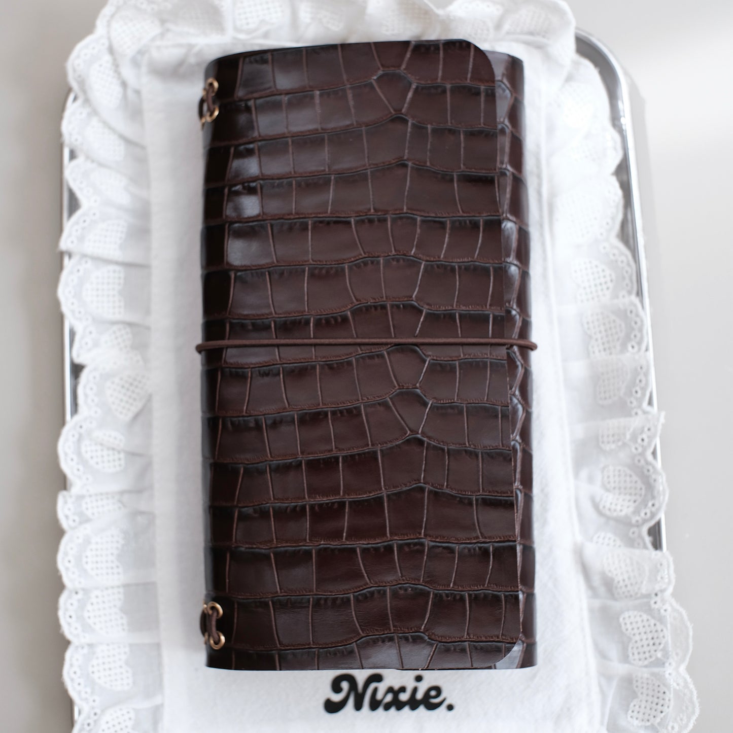 Medium Brown Croc Journal