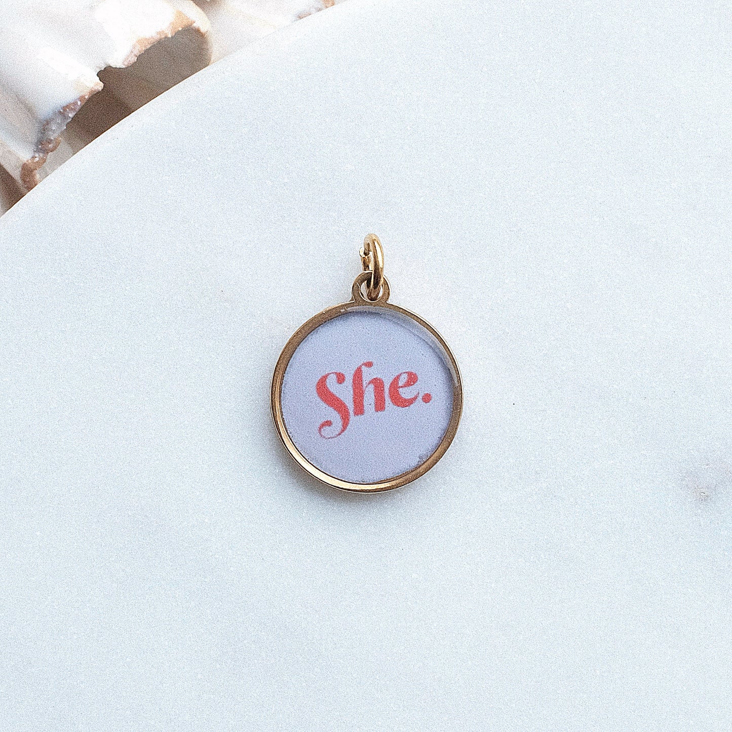 Gold She Pix Charm
