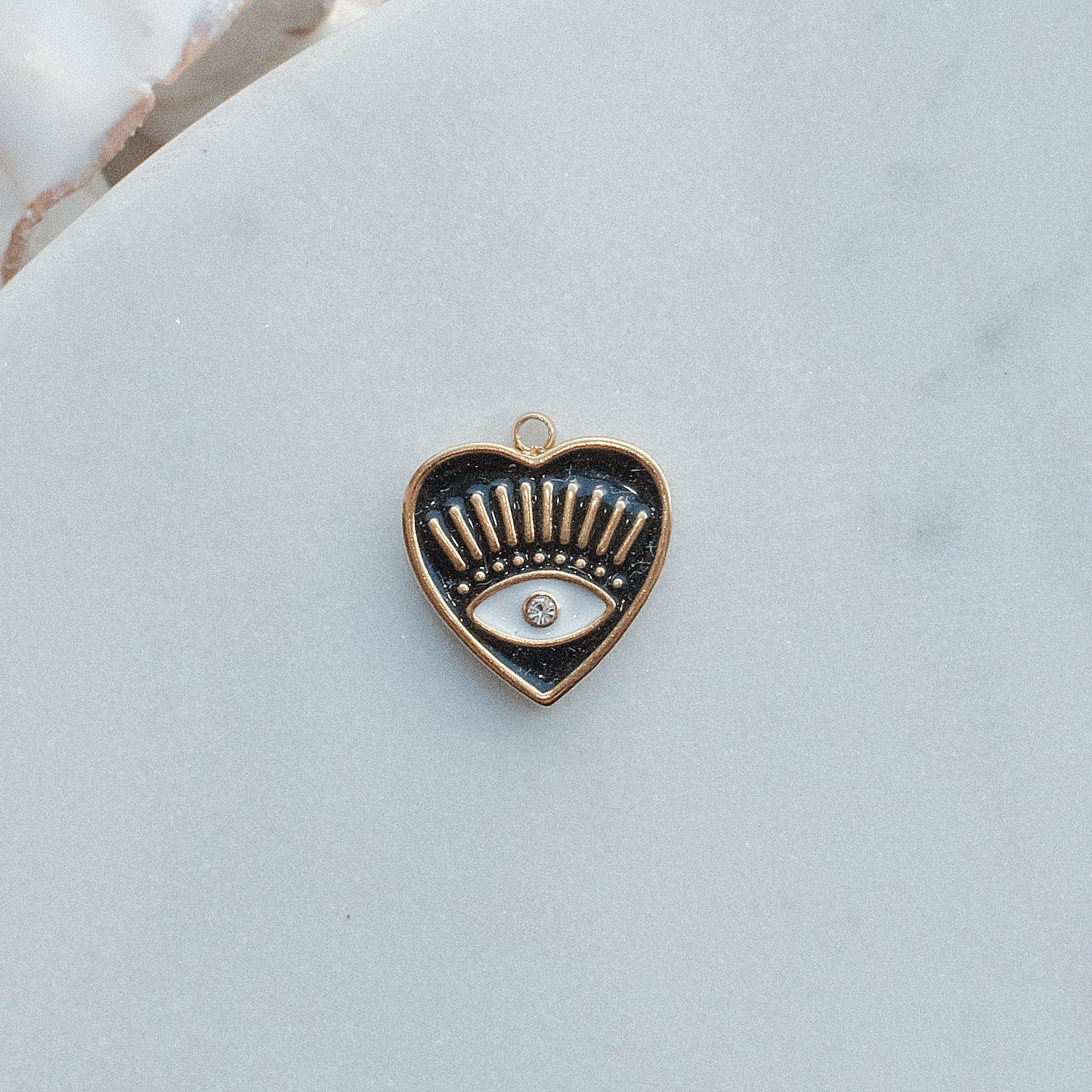 Gold and Black Heart Evil Eye Charm