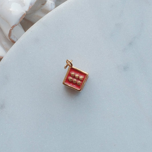 Gold and Red Dice Charm