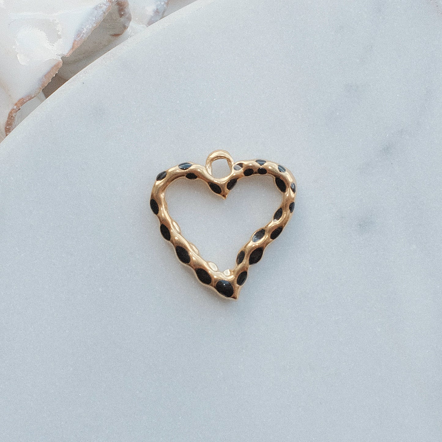 Gold & Black Leopard Heart Charm
