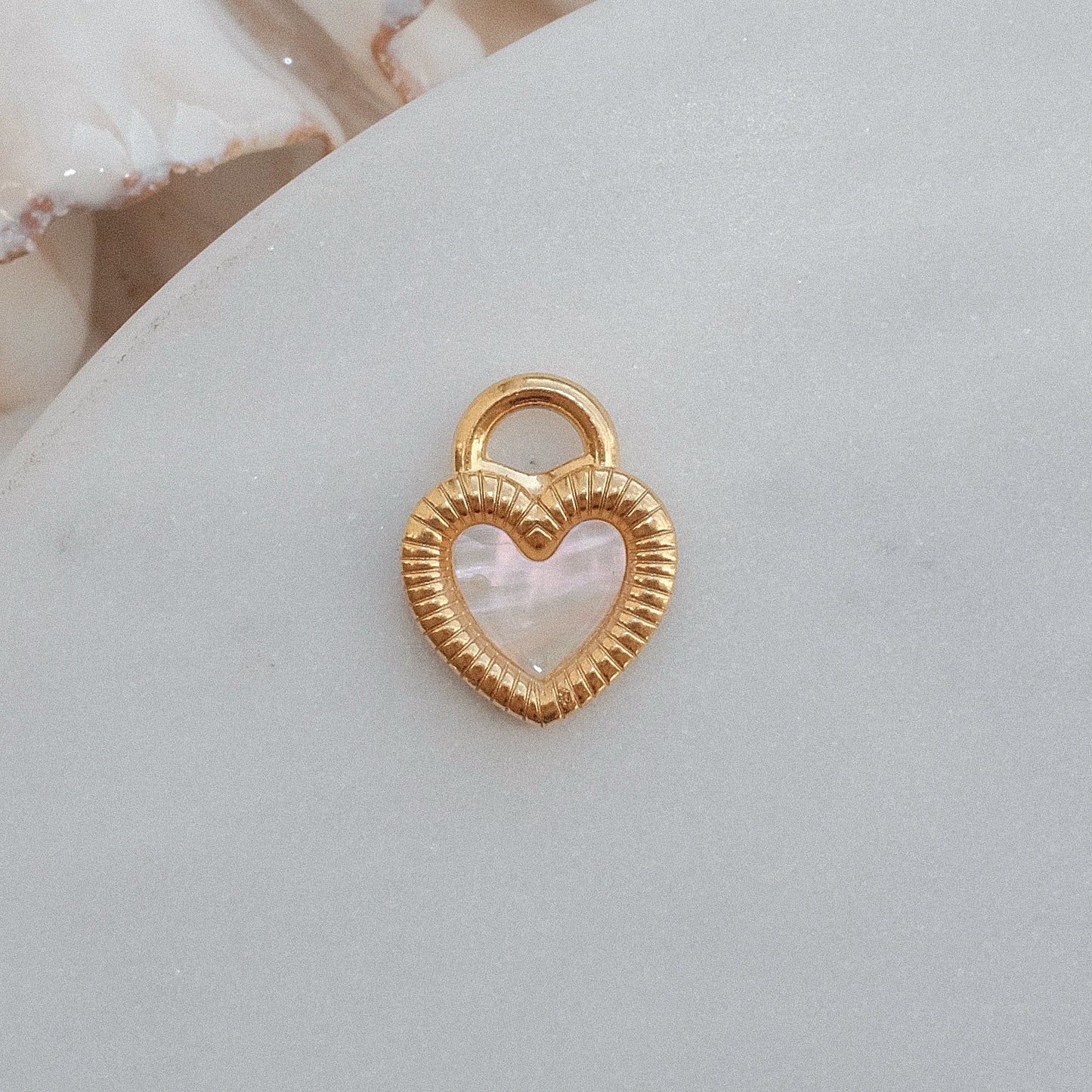 Gold Pearly Heart Charm