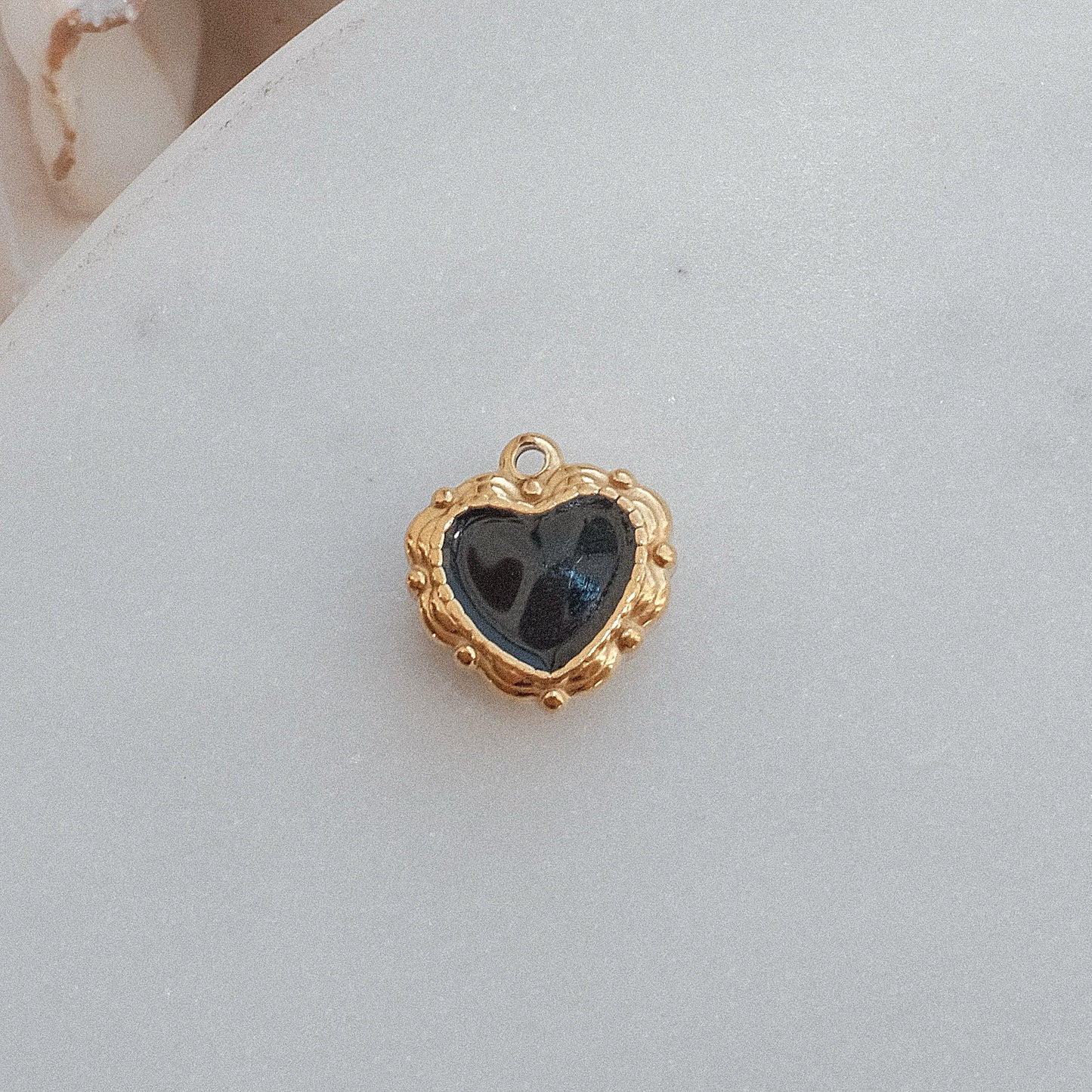 Gold and Black Heart Charm