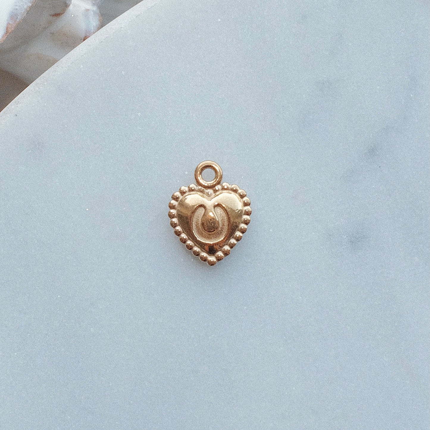 Gold Horseshoe Heart Charm