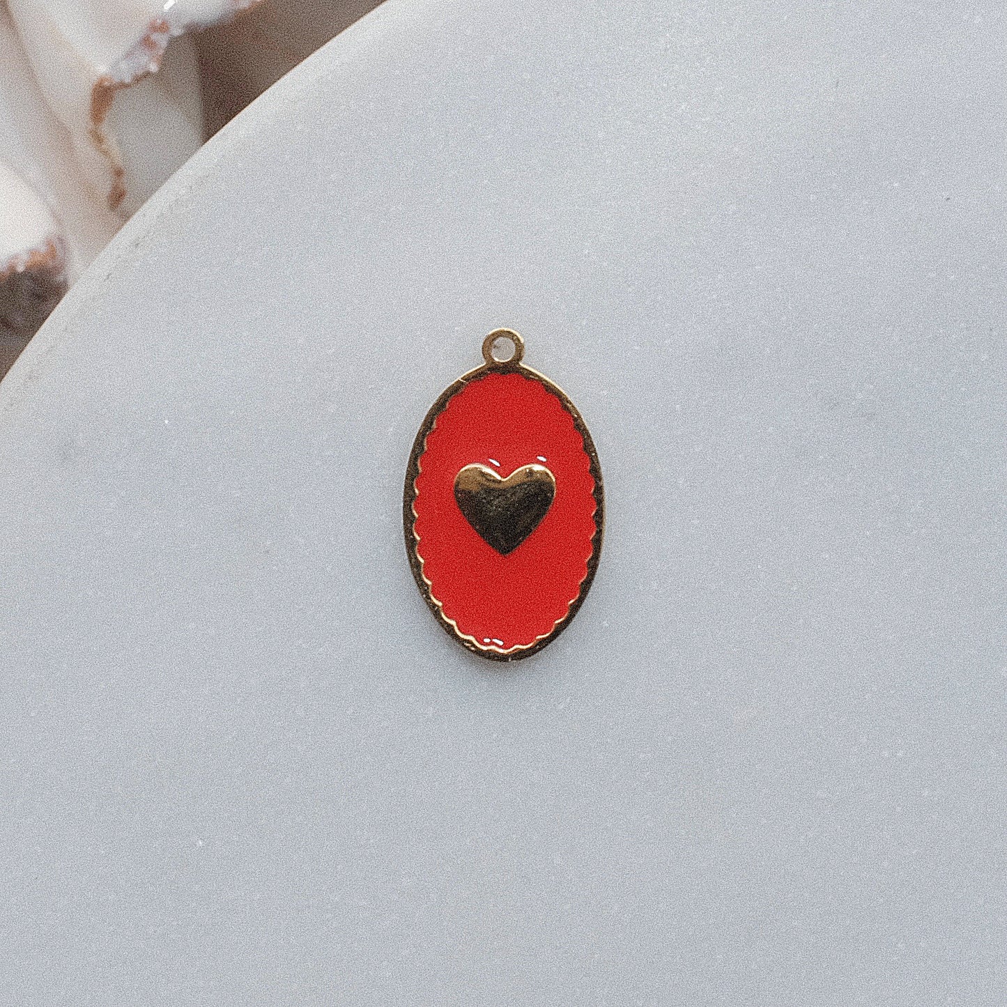 Gold and Red Heart Token Charm