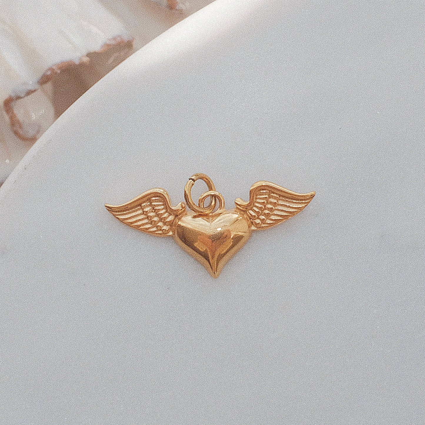 Gold Heart With Wings Charm