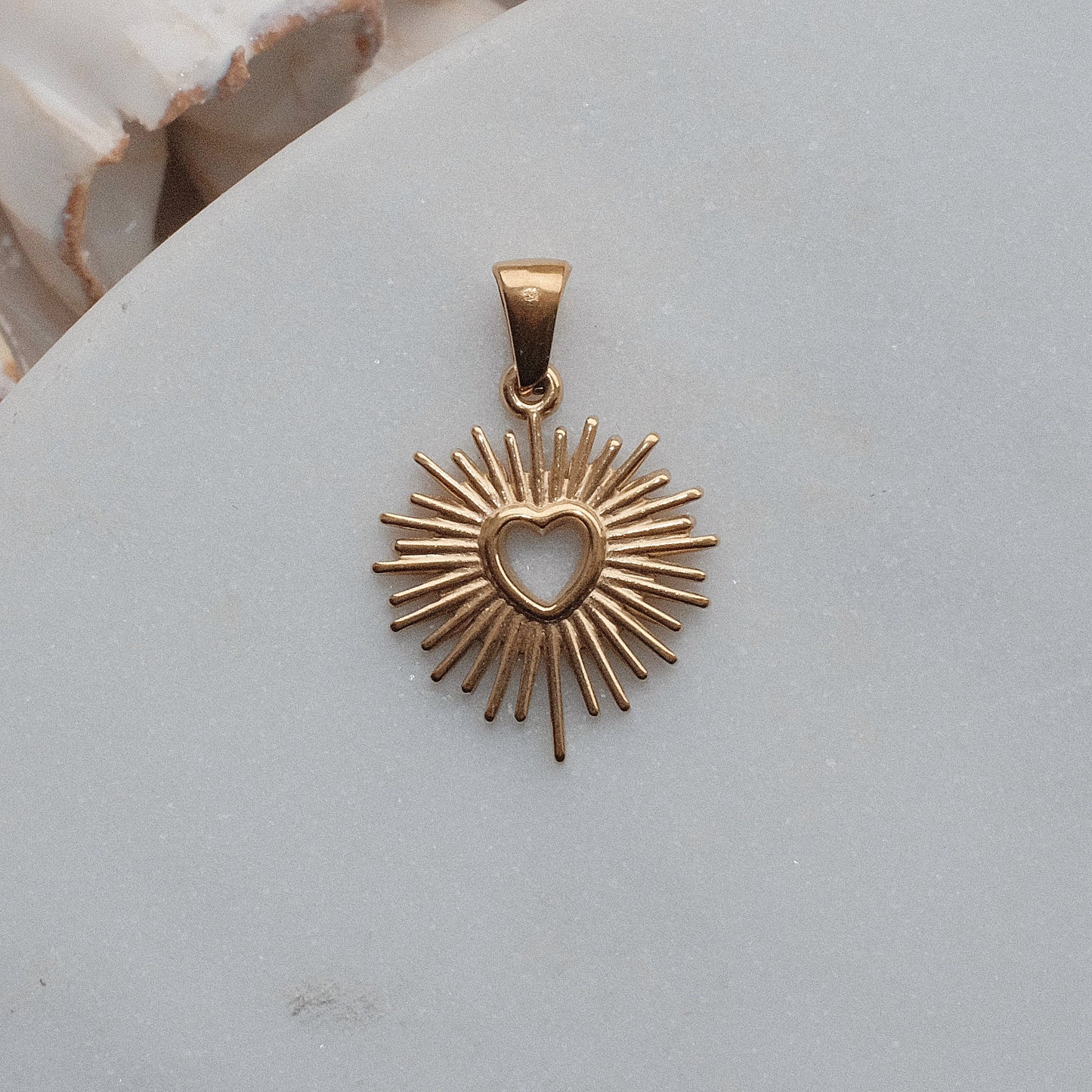 Gold Beaming Heart Charm