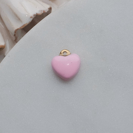 Gold and Pink Heart Charm