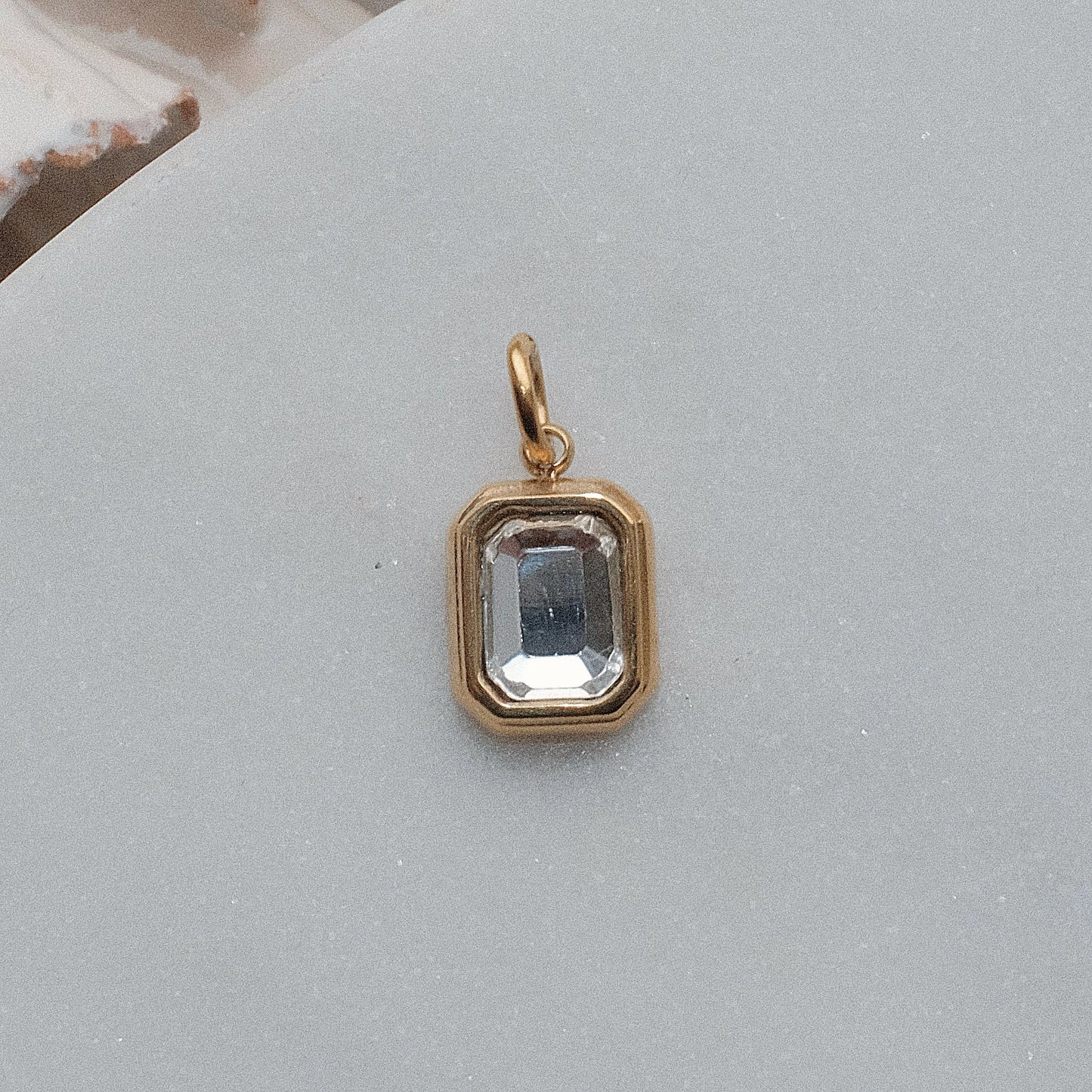 Gold and White Rhinestone Charm (April)