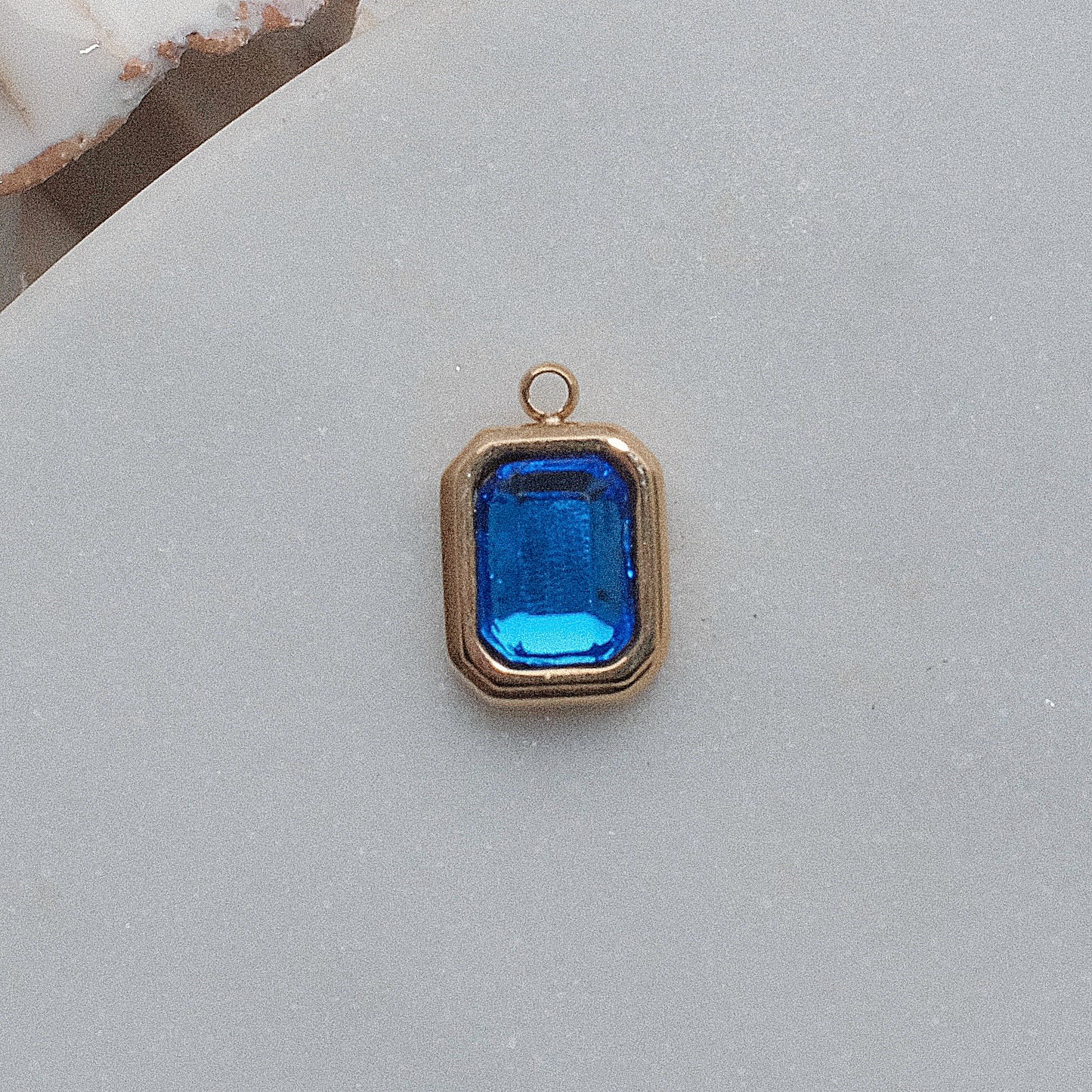 Gold and Blue Rhinestone Charm (September)