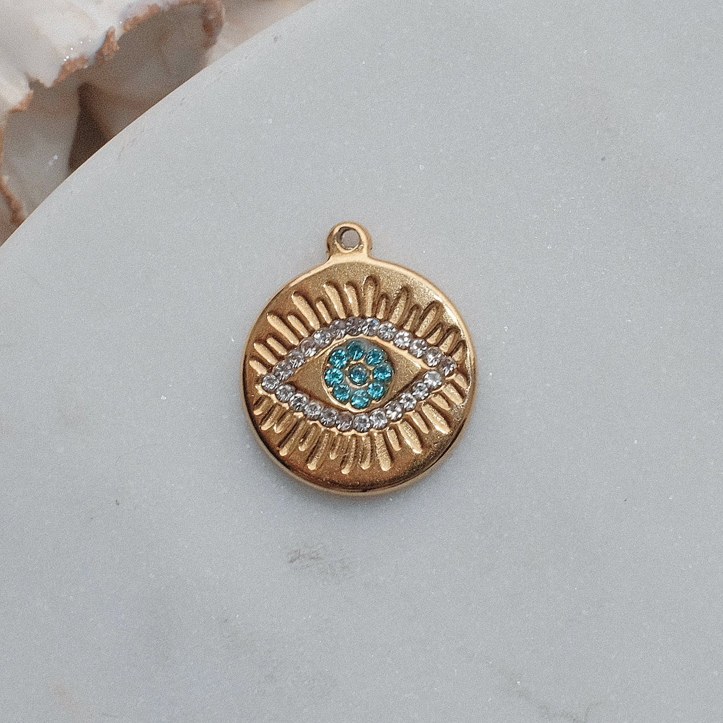 Gold Rhinestone Evil Eye Charm