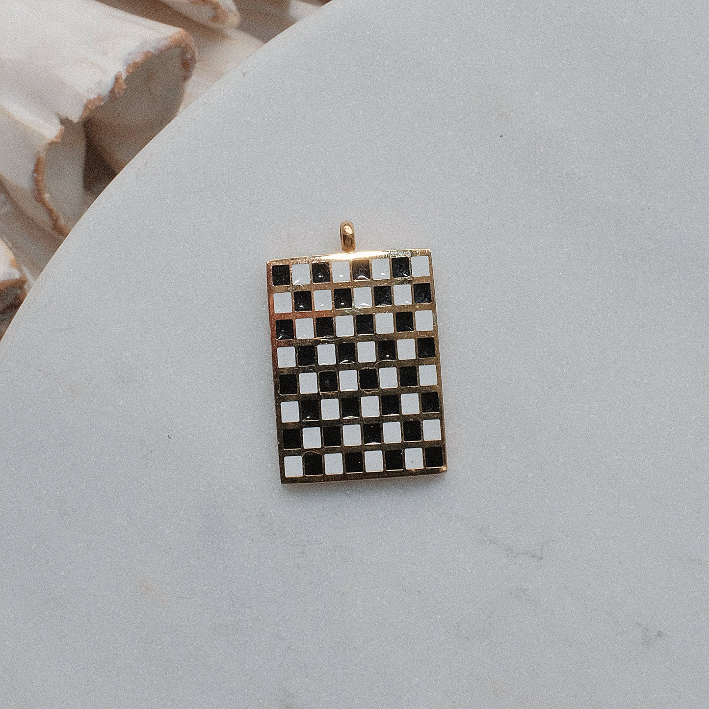 Gold Chess Board Charm