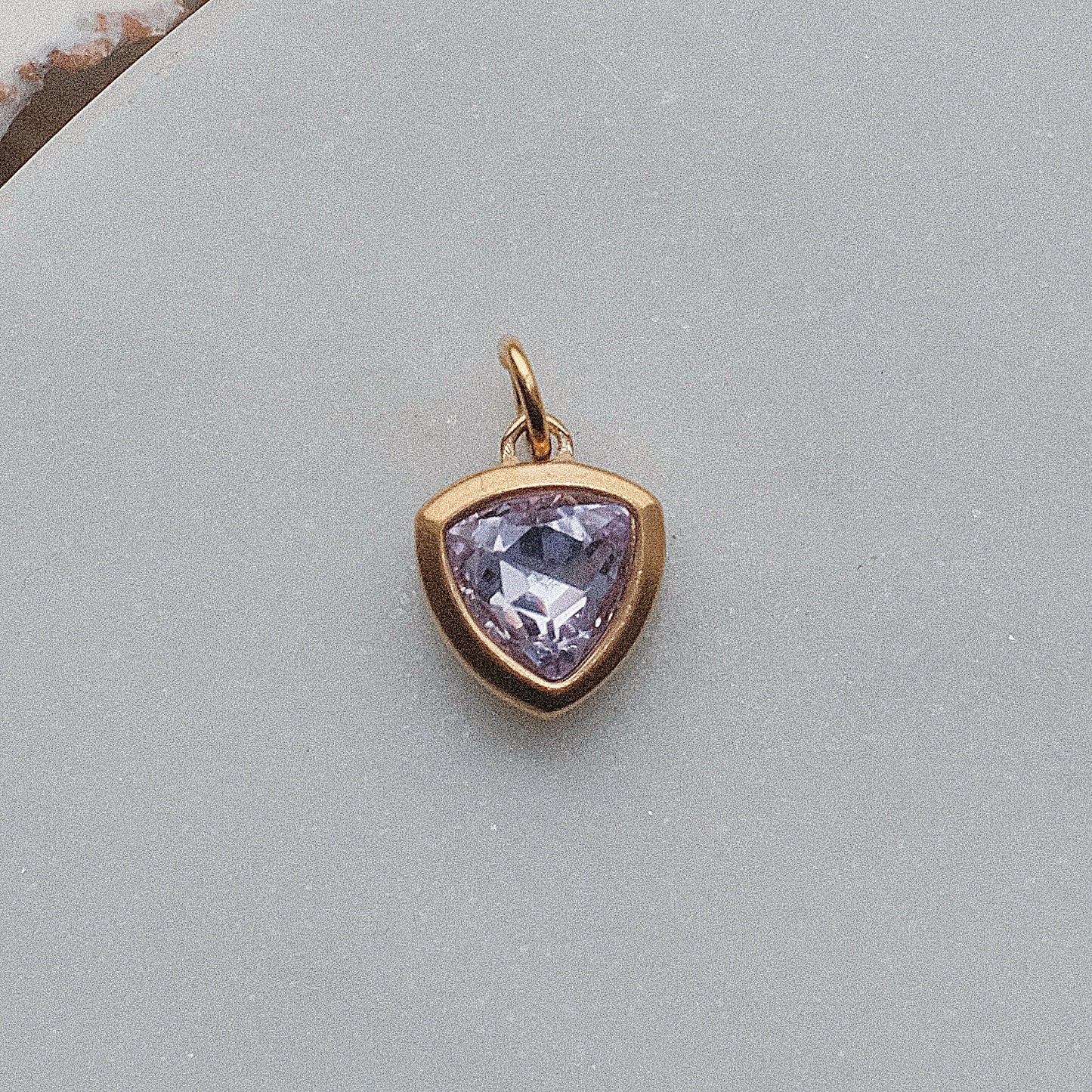 Gold and Lilac Triangular Rhinestone Charm