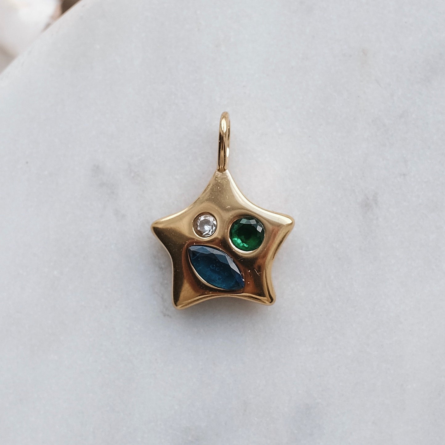 Gold Gemstone Star Charm