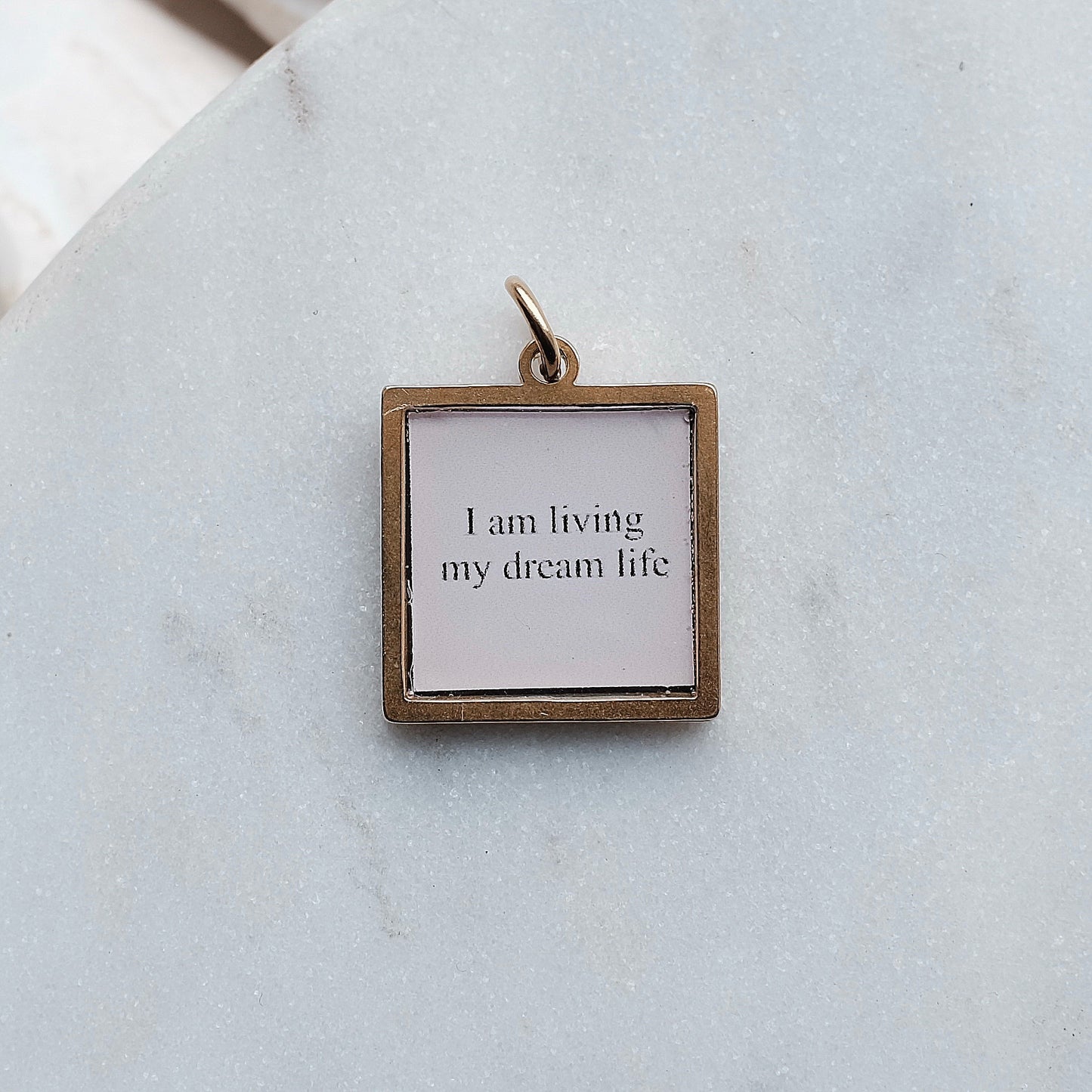 Gold Living My Dream Life Pix Charm