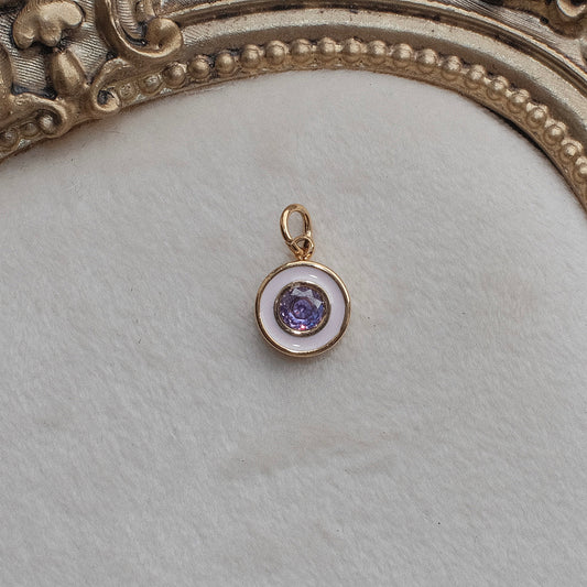 Gold and Lilac Rhinestone Charm