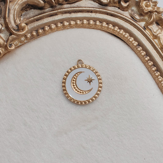 Gold and White Moon and Star Charm