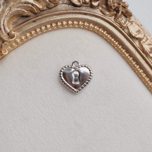 Silver Heart Lock Charm