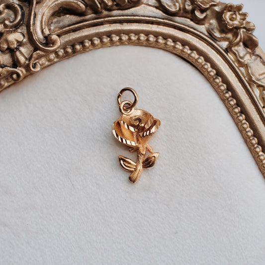 Gold Romantic Rose Charm