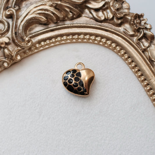 Gold Half Leopard Heart Charm