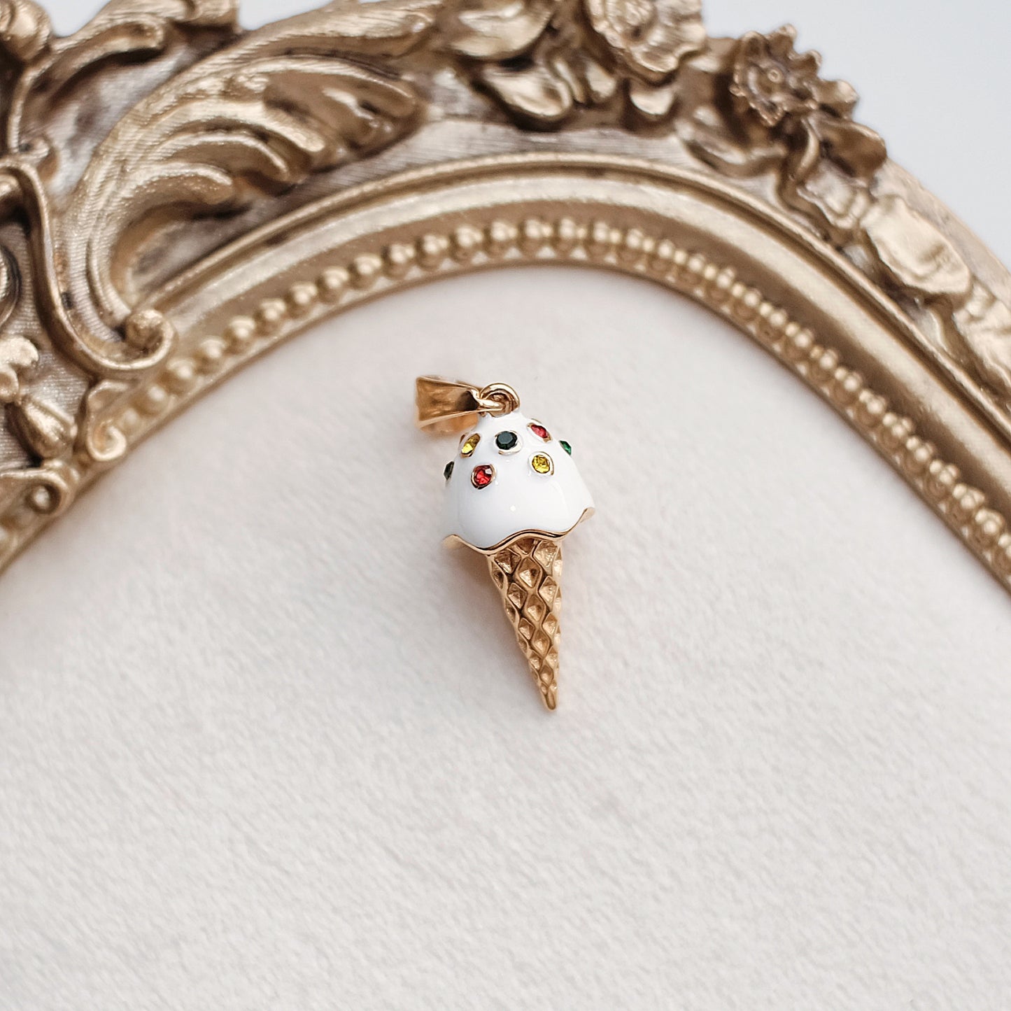 Gold Ice Cream with Sprinkles Charm