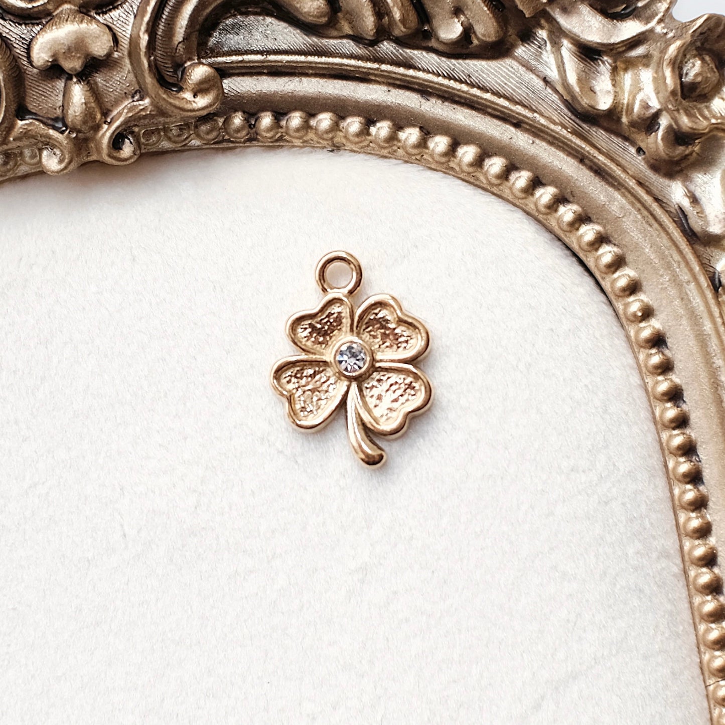 Gold Gem Clover Charm