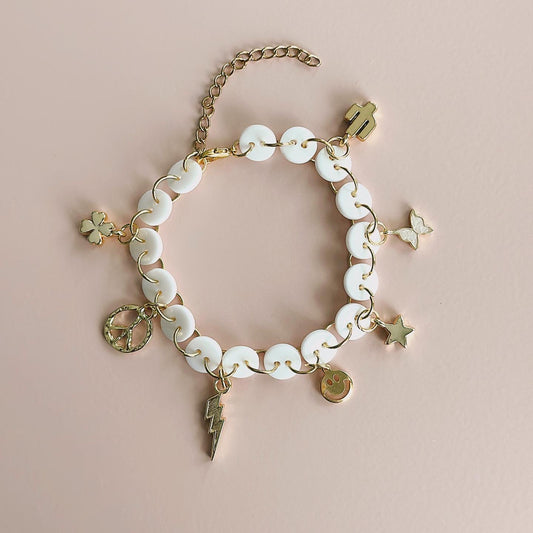 White and Gold Button Bracelet