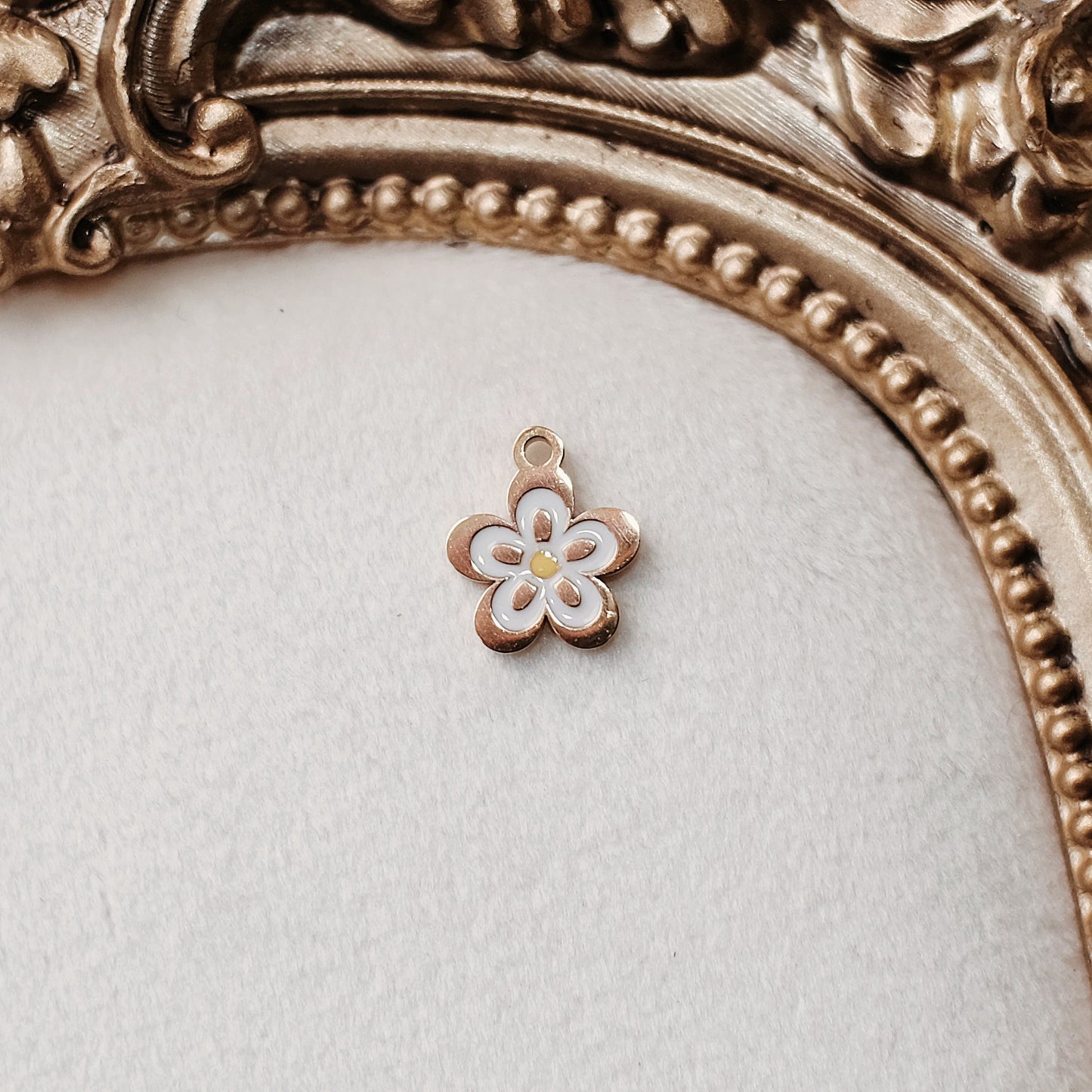 Gold and White Daisy Charm