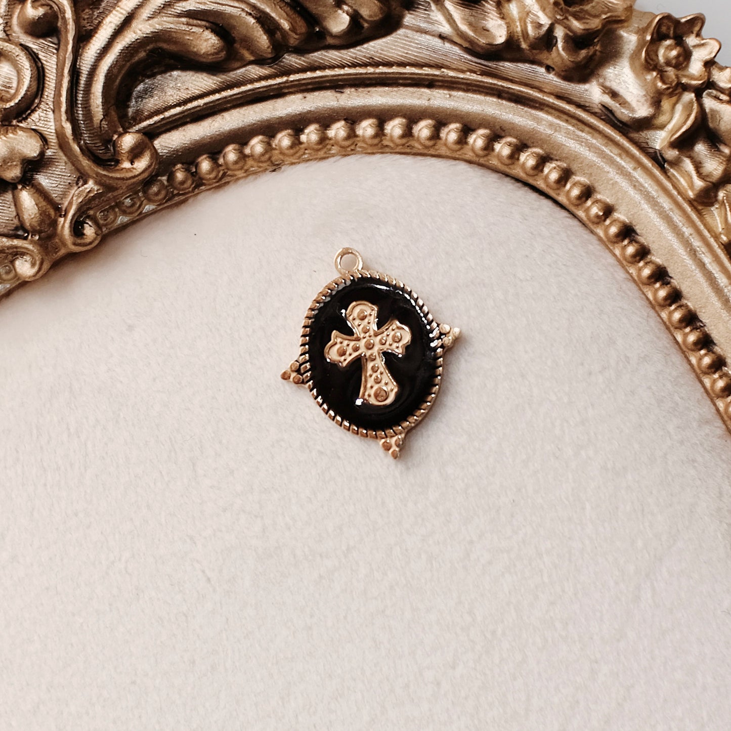 Gold and Black Cross Charm