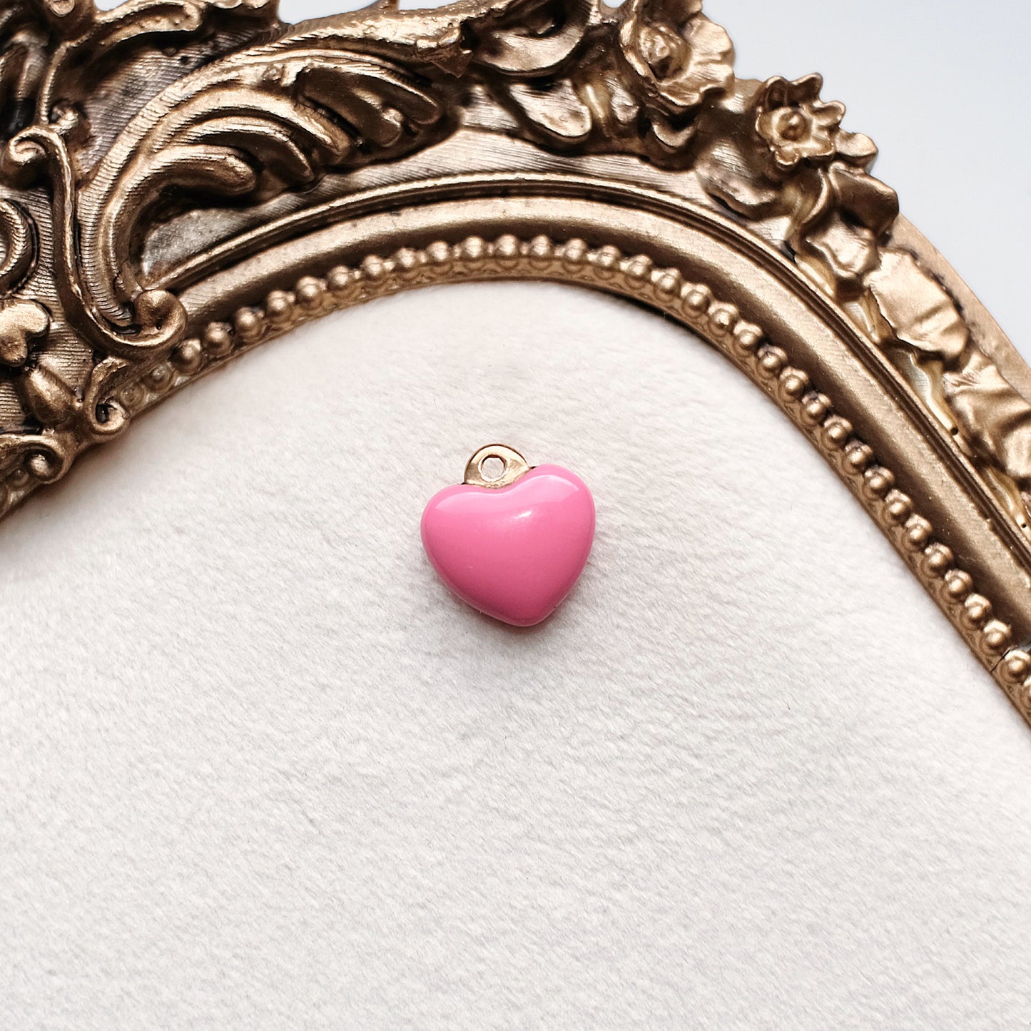 Gold and Pink Heart Charm