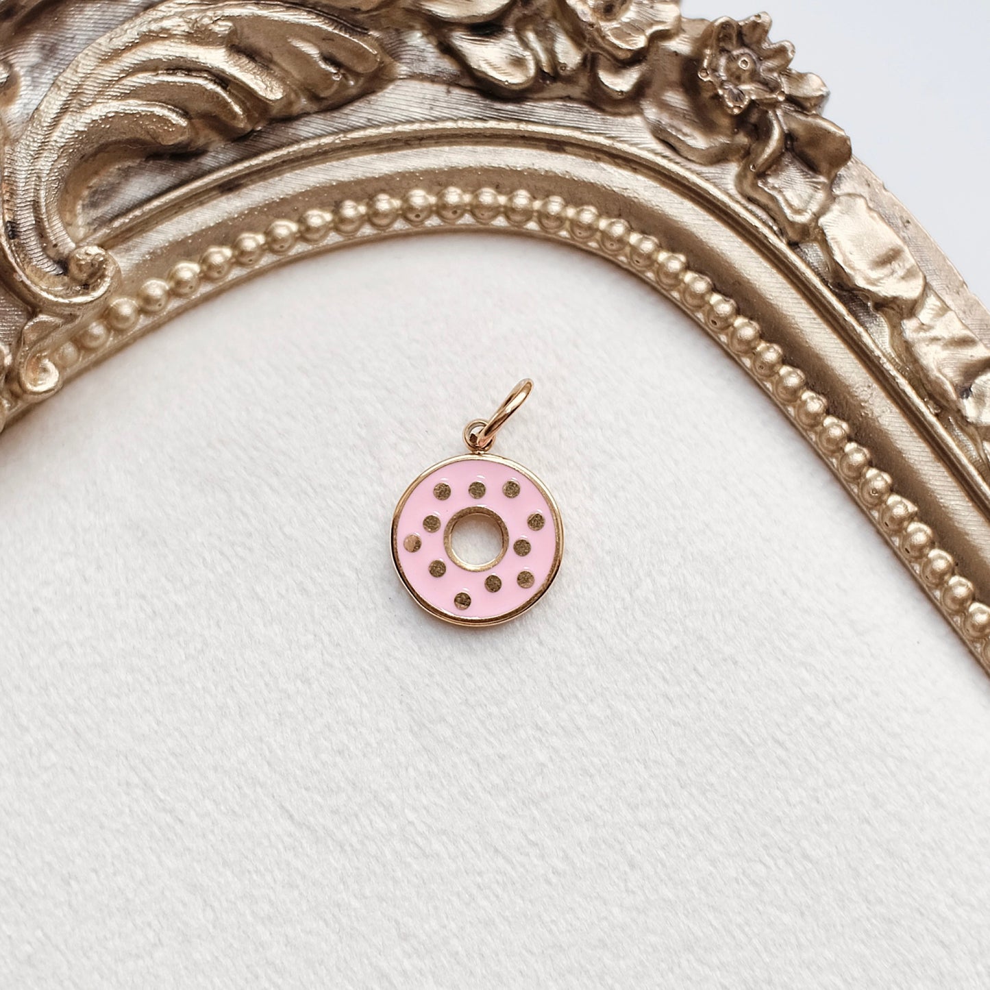 Gold and Pink Donut Charm