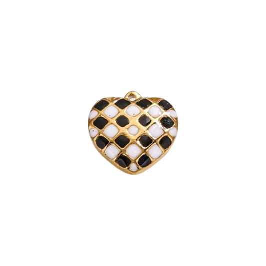Gold Plated Checkered Heart