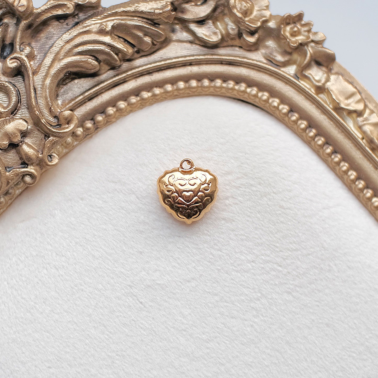 Gold and White Heart Charm