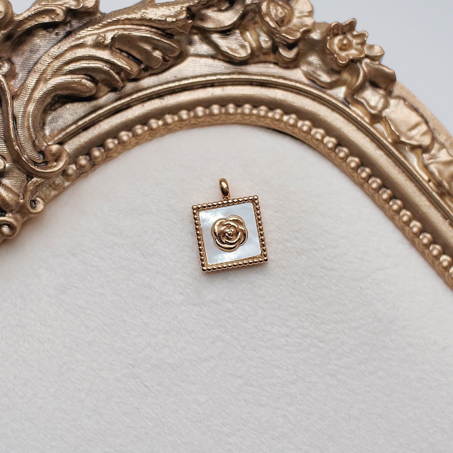 Gold and White Rose Charm