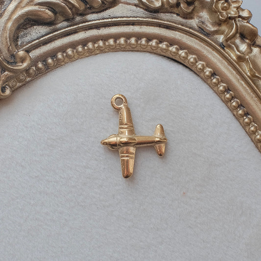 Gold  Aeroplane Charm