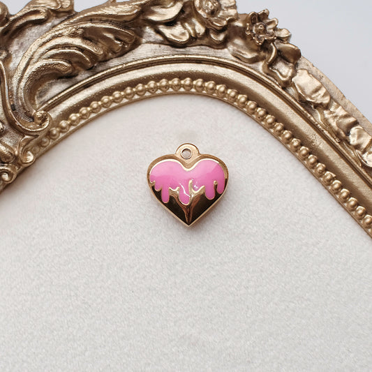 Pink Drip Heart Charm