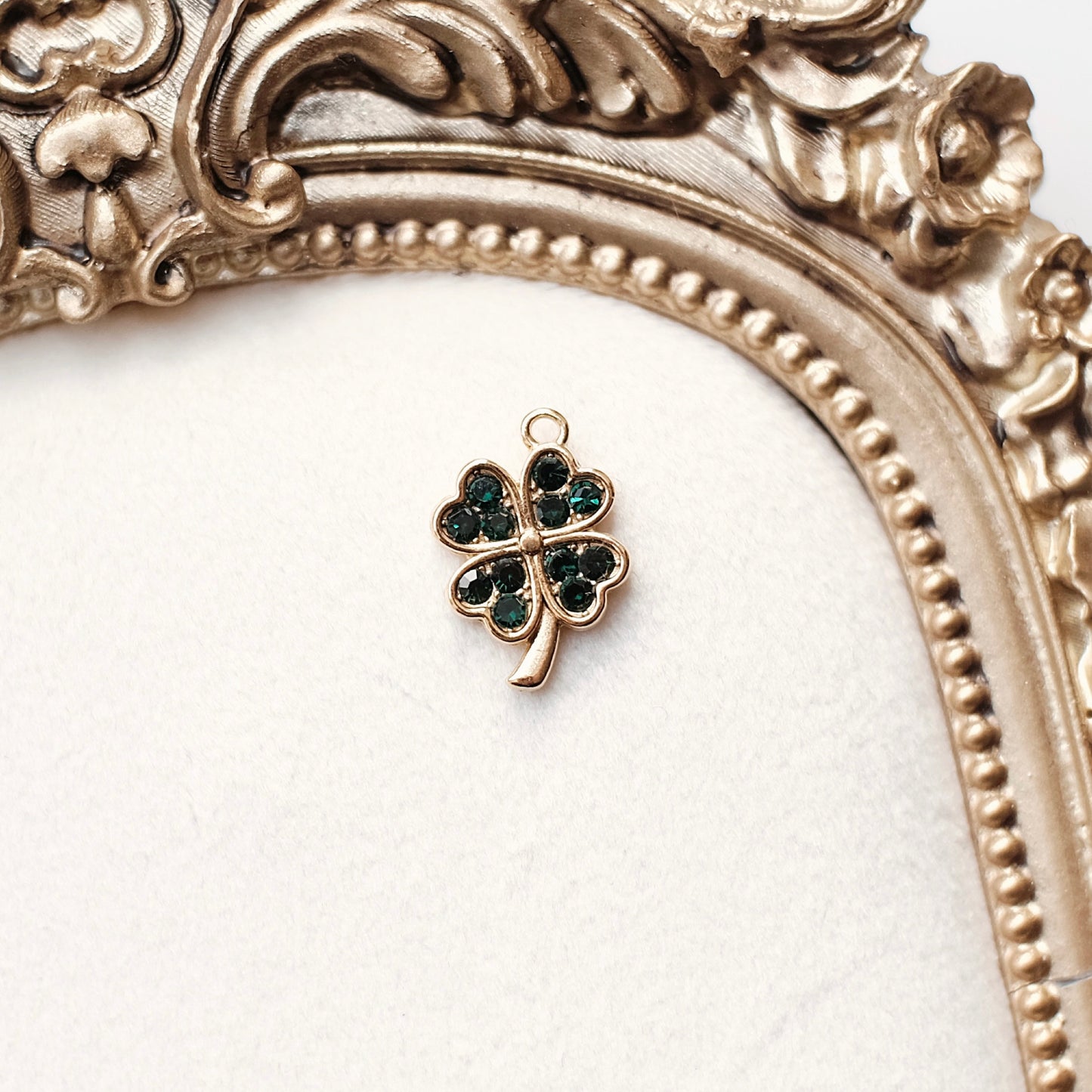 Gold and Green Clover Charm