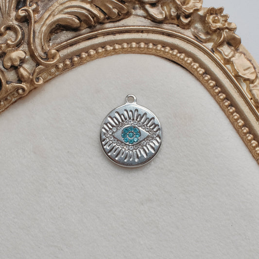 Silver Rhinestone Evil Eye Charm